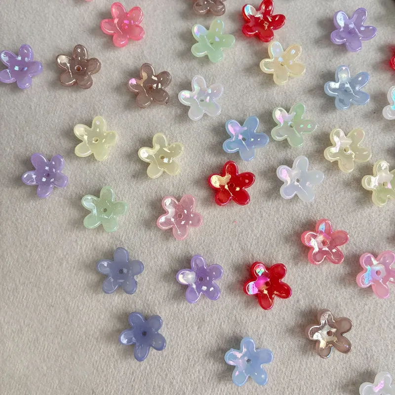 Translucent Jelly 5-Petal Star Flower Beads, AB