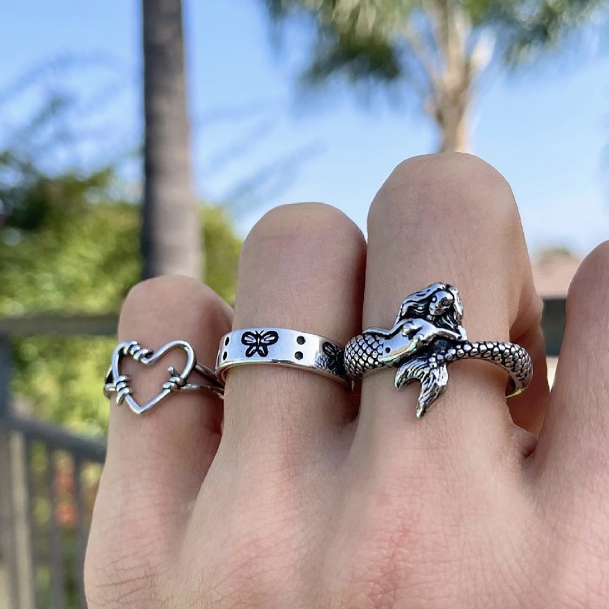 Personalized Heart-shaped  Butterfly Ring