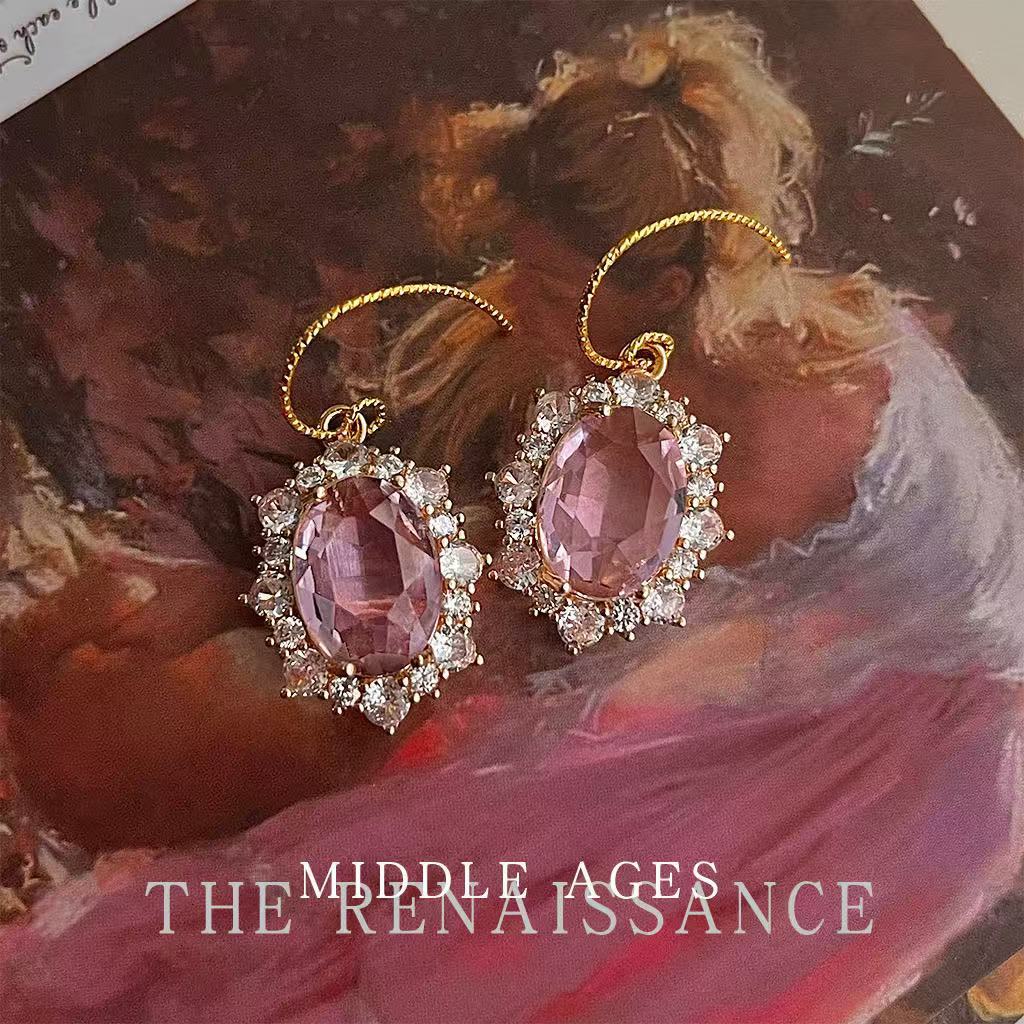 Vintage Victorian Zircon Earrings - Elaborate Retro Western Studs, Light Luxury Royal Palace Fashion Jewelry
