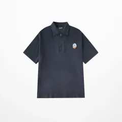 Spring New Fashion Loose POLO Shirt Short Sleeve - Blue - View 1