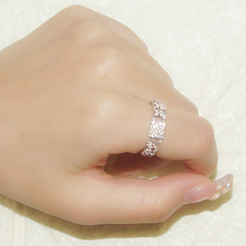 Title 6, S925 Sterling Silver Diamond Chain Ring