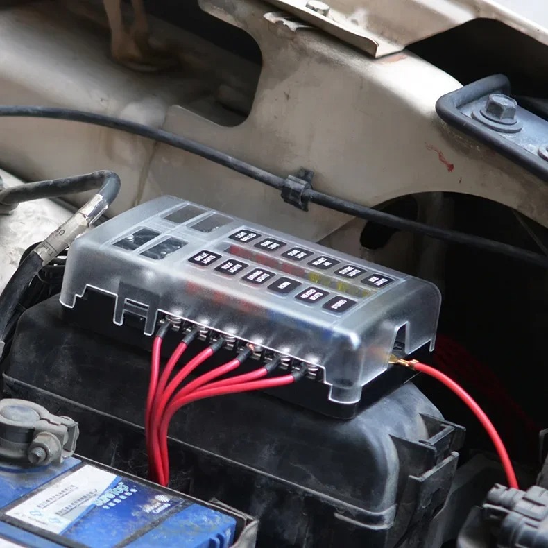 12 Way Blade Fuse 12-24V Car Boat Fuse Box Holder With Plastic Cover For Power Panel Board Camper RV Accessorie 4