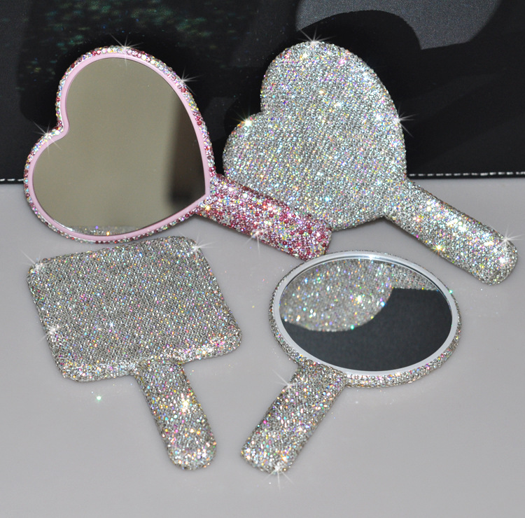 Specchio per trucco quadrato a forma di diamante, stile romantico