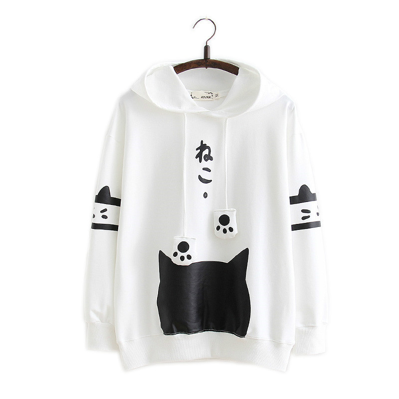 Title 5, College style cute cartoon cat pullover sweater