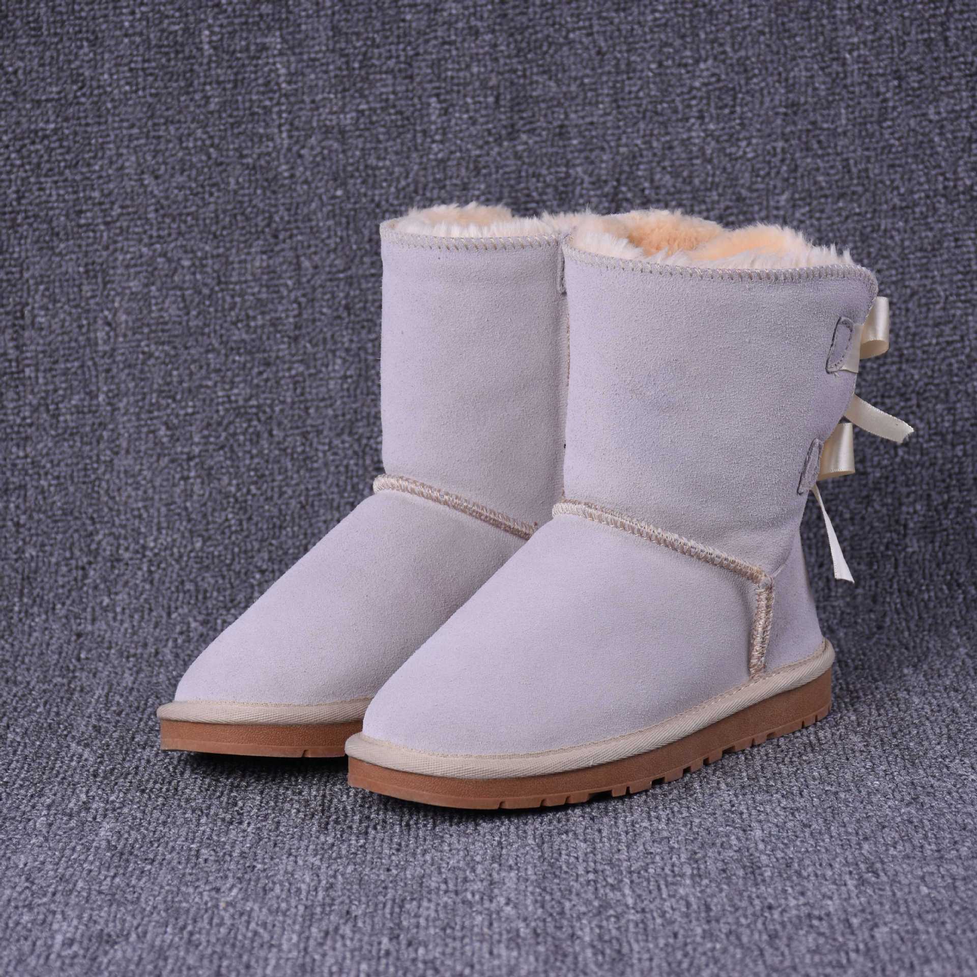 Title 1, Womens Solid Color Bow Mid-tube Snow Boots for...