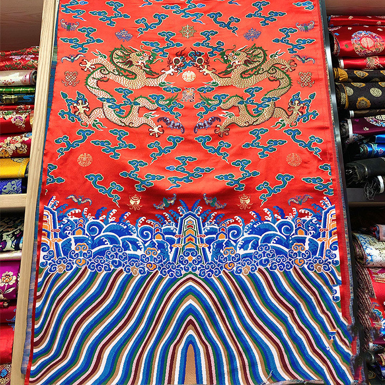 Positioning Flower Big Dragon Embroidery Cheongsam Fabric — image 1