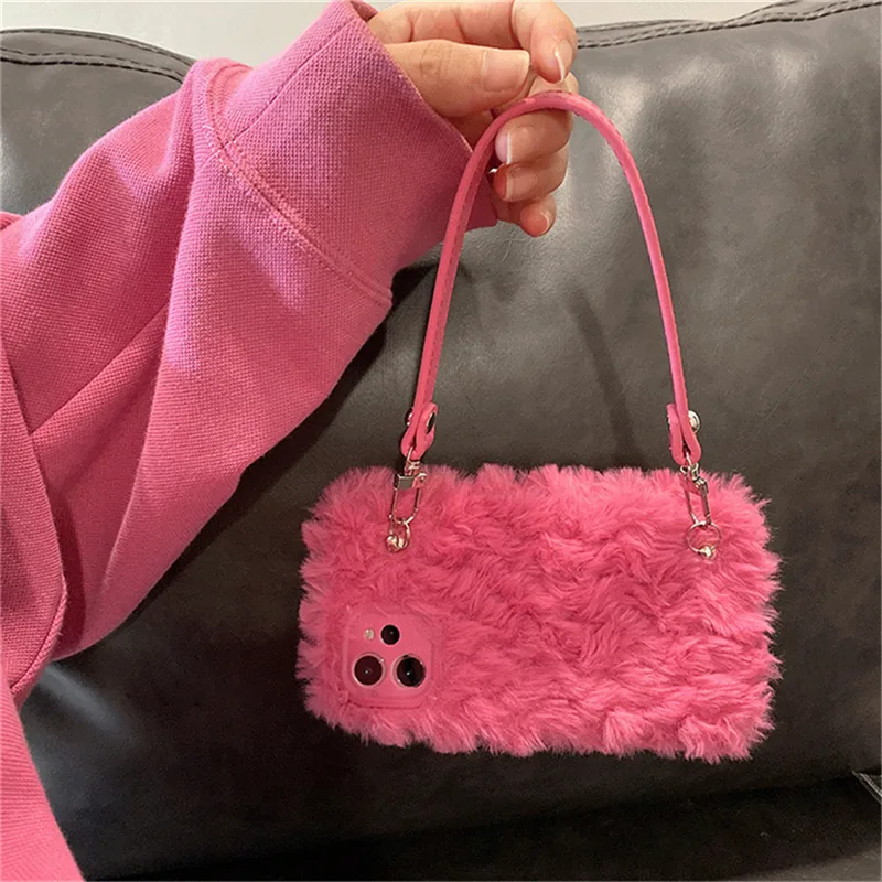 Rose Red Portable Plush Bag Suitable for Hot Girl