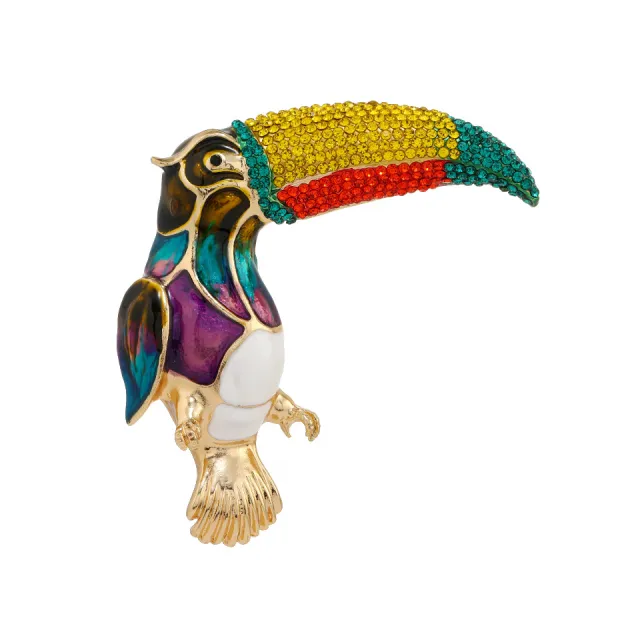 Creative Rhinestone Giant Beak Bird Brooch Vintage Colored Diamond - Shop at LoveMi