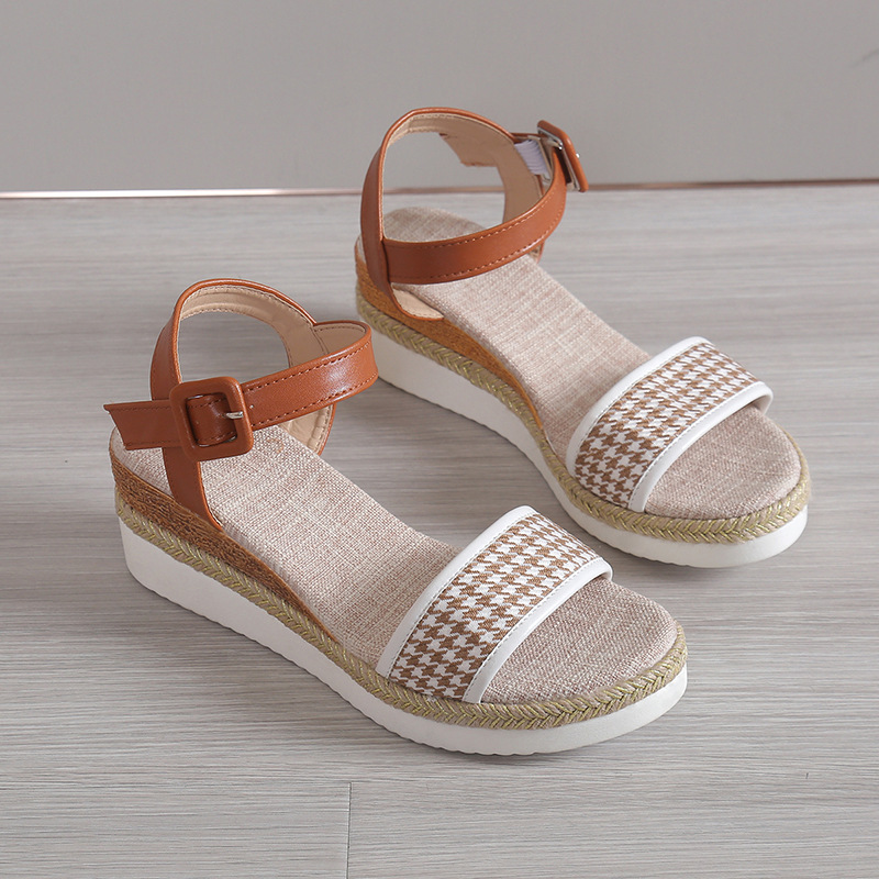 Title 3, Womens fashion hemp rope and straw sandals per...