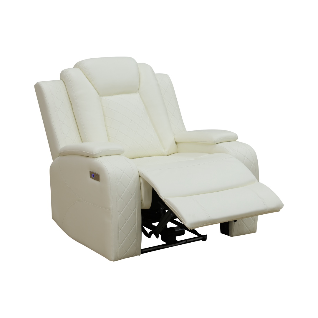 Pickup Only--White Breathing Leather 3-Piece Living Room Recliner Sofa Set