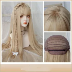 Long Straight Hair Cos Platinum Fashion - Linen Goldhair Net - View 1