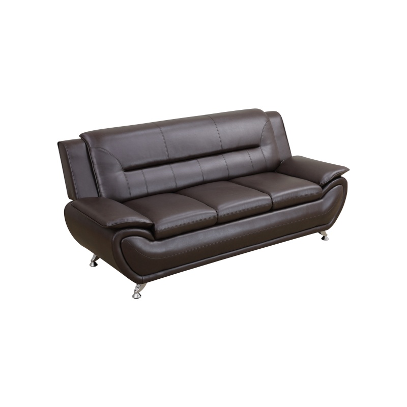 Pickup Only--Brown Breathable Leather Living Room 3-Piece Sofa Set