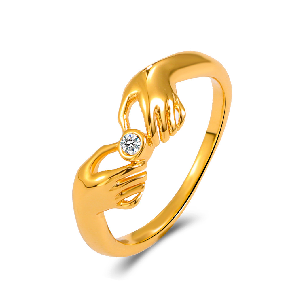Hug Hand Ring Retro Simple Zircon Love Couple