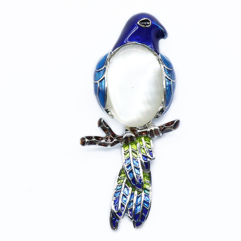 Gem Brooch Pendant, Crystal Agate, Shell, Magpie Inlaid Gemstone Alloy Pendant, Brooch, Necklace — foto 4