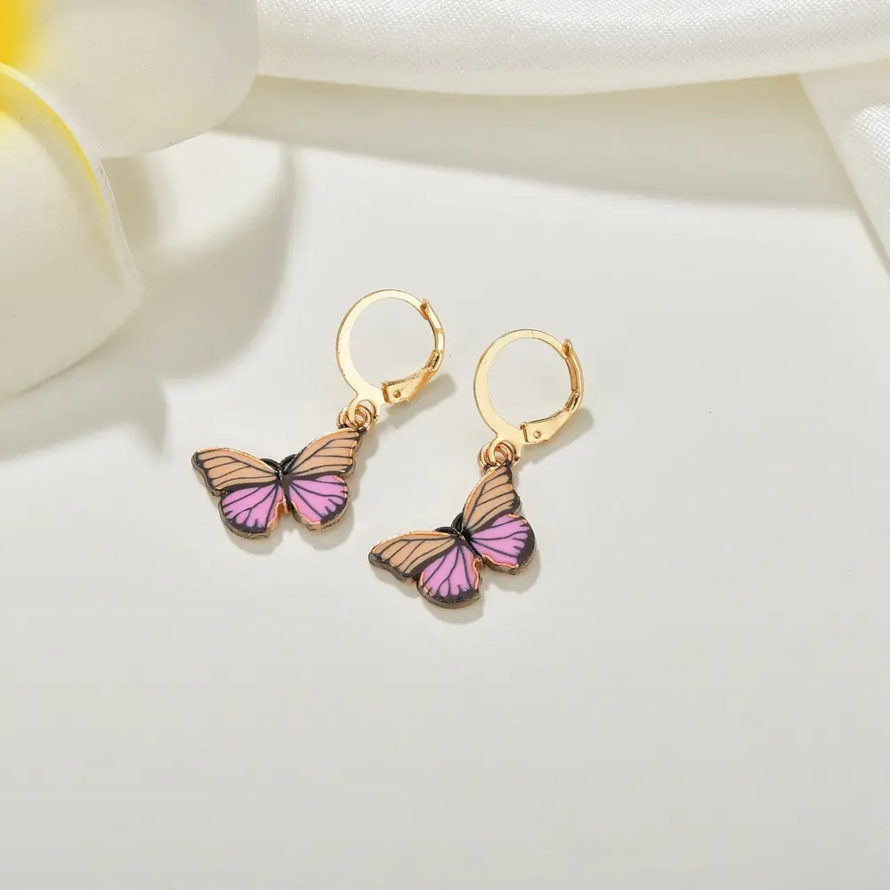 Fashion Retro Ins Colorful Butterfly Oil Drop