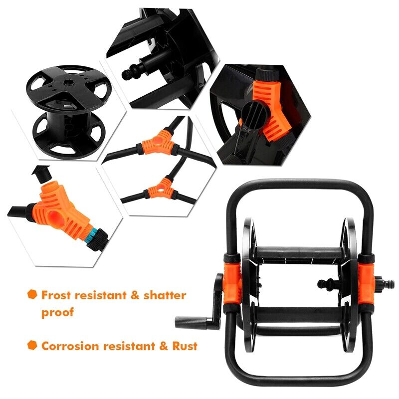 NEW Portable Hose Pipe Reel Garden Cart Free Standing Holder Water Hose 20m UK 10