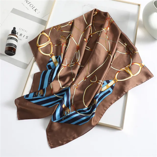 Silk Scarf Travel Sunscreen Shawl Decoration Coffee Color - Shop at LoveMi