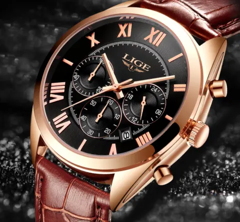 Men's Watch Top Brand Luxury Waterproof Date Quartz Leather