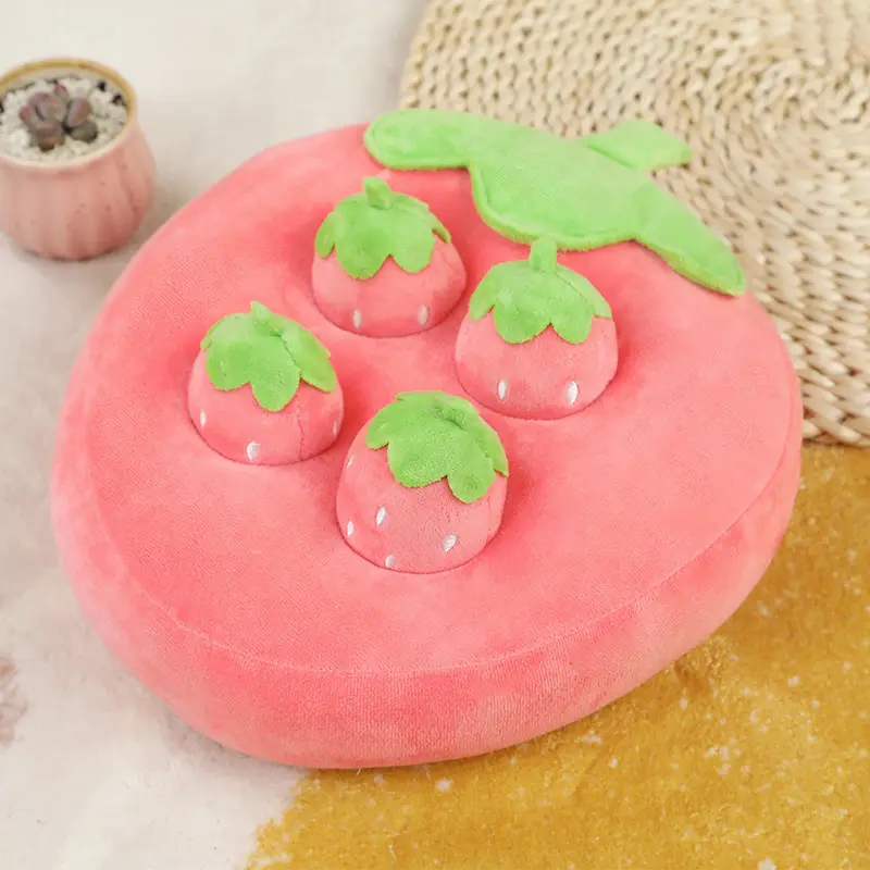 Carrot Pulling Doll Simulation Vegetable Field Plush Toy Pet Dog — Small strawberry
