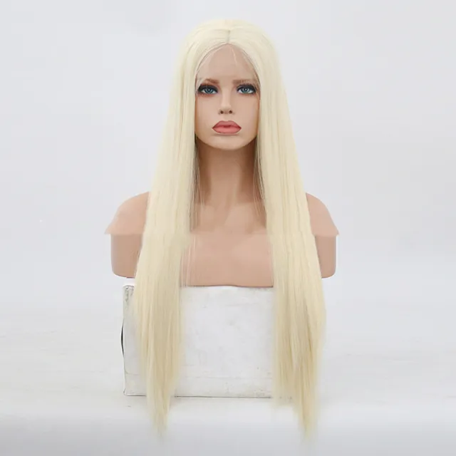 Women's Gold Front Lace Hand Hook Wig Long Straight Hair Cover Gold - Shop at LoveMi