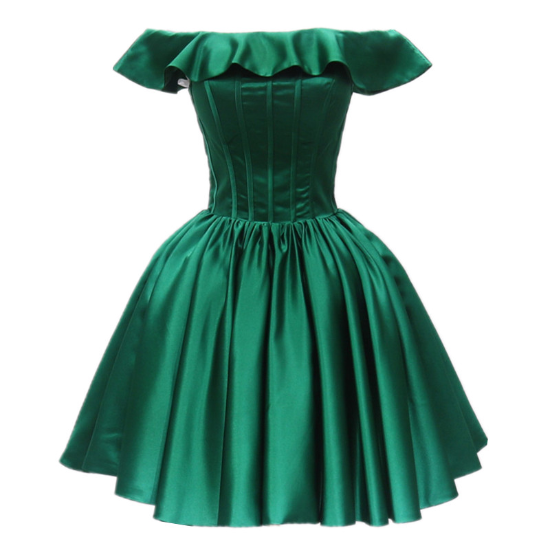 Fashion Simple One-shoulder Ruffle Sleeve Evening Dress