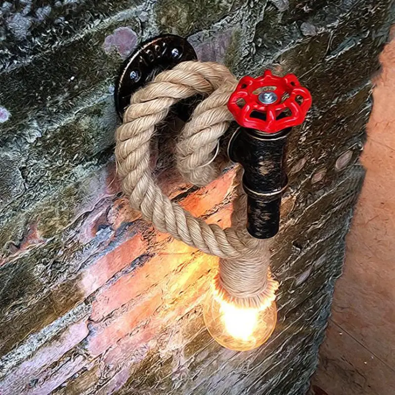 American Country Retro Restaurant Hemp Rope Iron