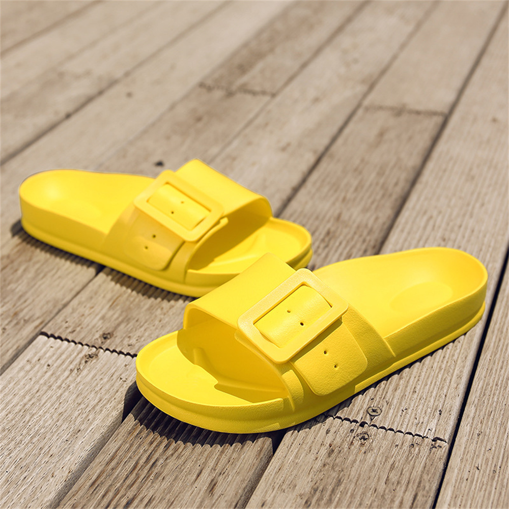 Solid Buckle Home Slippers Summer Non-slip Floor Bathroom Slipper Women Garden House Shoes — image 7 of 14