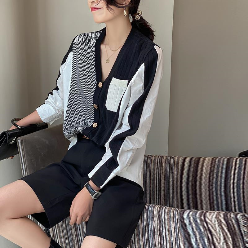 Women's V-neck Loose Shirt Fashion Knit Cardigan