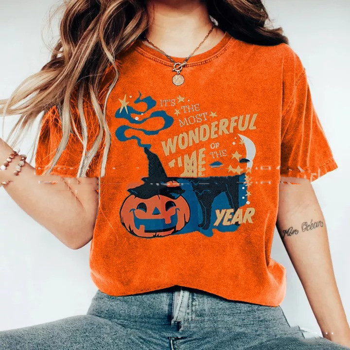 Title 3, Halloween Printed Loose Round Neck Summer T-shirt