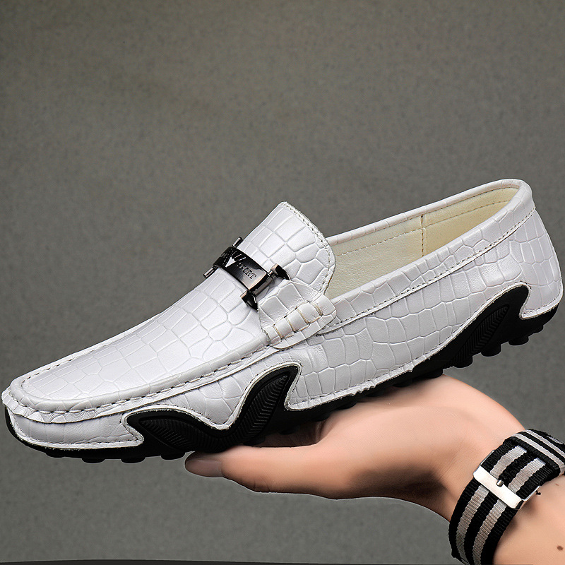 Title 5, Leather Casual Non-Slip Driving Shoes Lazy Shoes