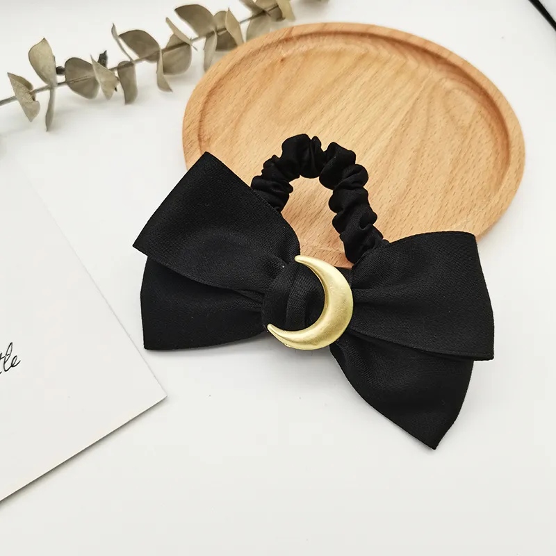 Moon Bow Hair Tie Velvet Fabric Headdress - Black