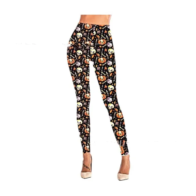 Halloween Women's Printed Slim Fit Stretch Yoga Pants Skull - Shop at LoveMi