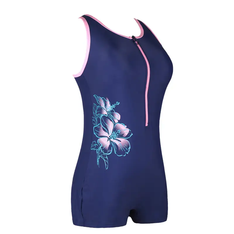 Women's Conservative One Piece Boxer Swimsuit