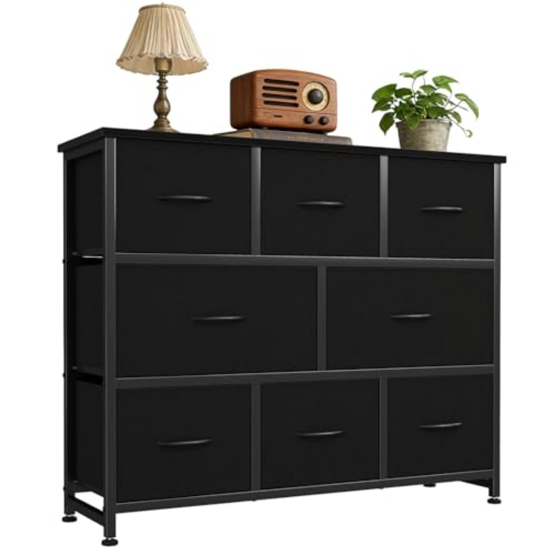 With 8 Fabric Drawers, A Spacious Storage Rack Suitable For A Cloakroom, And A Wooden Tabletop And Frame