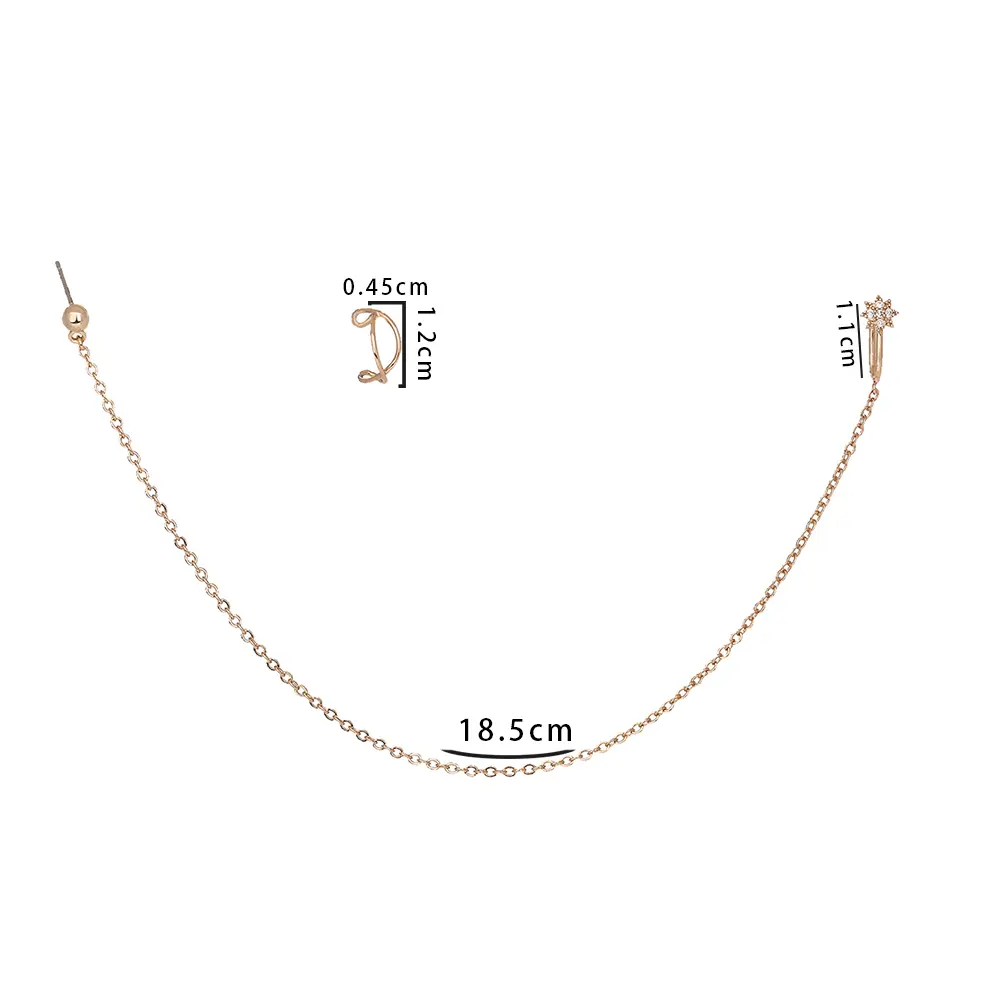 Sexy Five-pointed Star Zircon Nose Ring Conjoined Earrings Earrings, Fashion Cross-ear Clip Set For Women