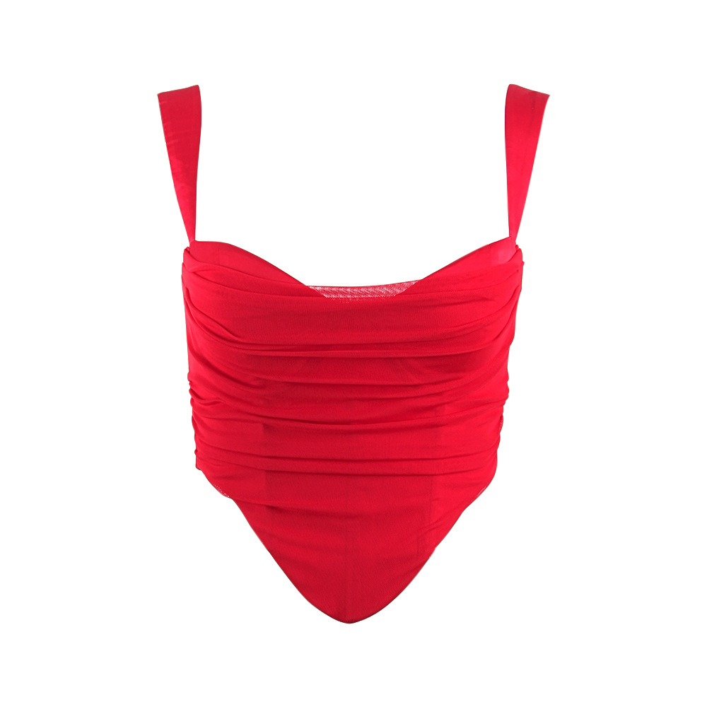 Sleeveless Sling Slim Fishbone Solid Color Vest