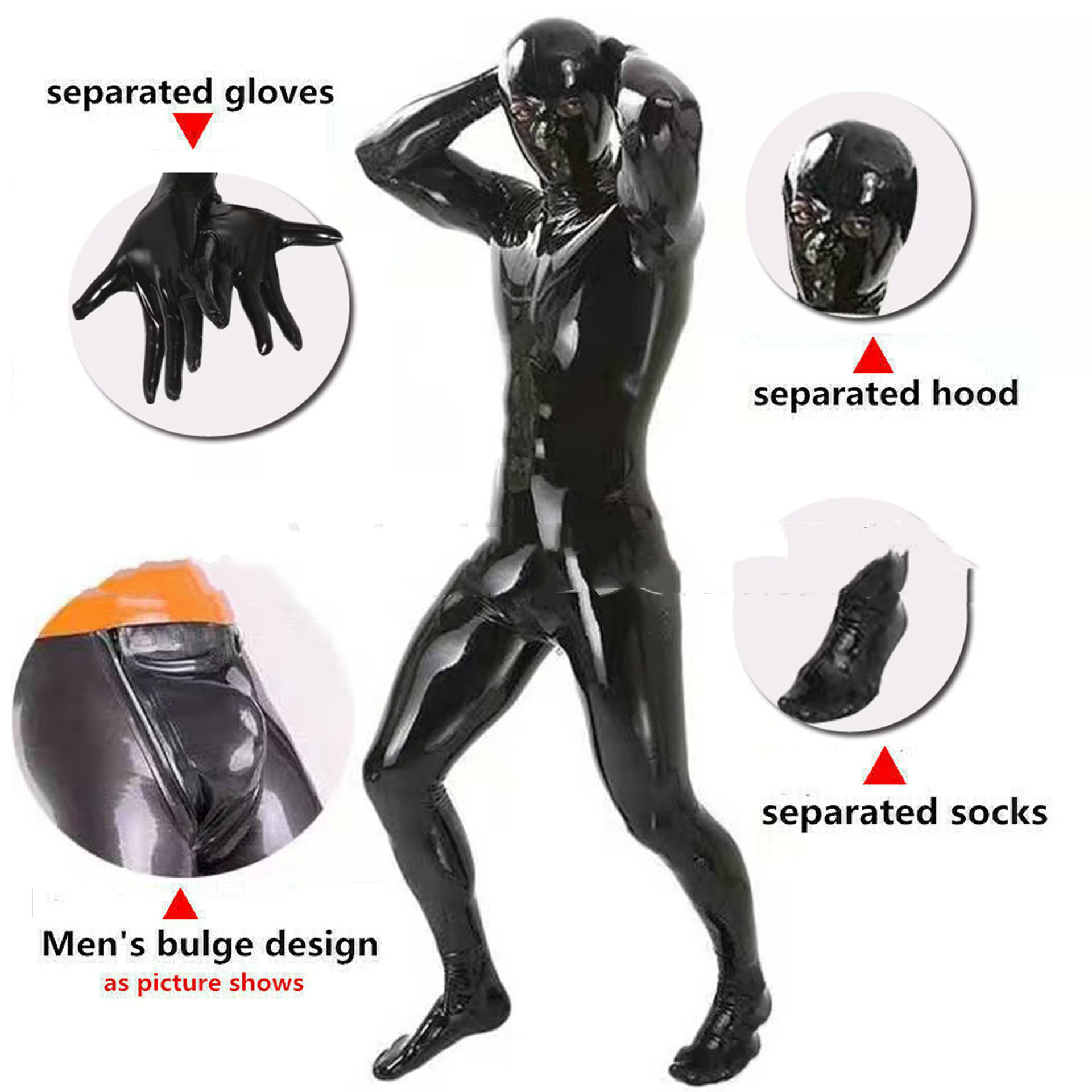 Men's Fashion Mirror Shiny Leather Full Wrap One-piece Tights