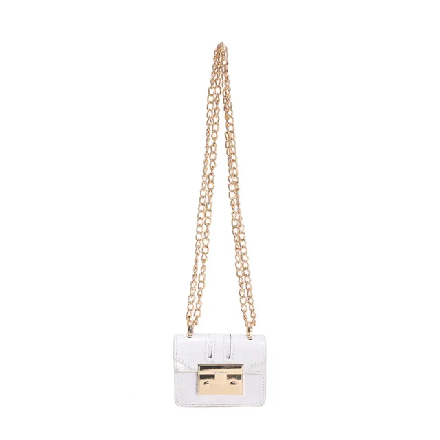 New Trendy Patent Leather Fashion Chain Messenger Bag White - Shop at LoveMi