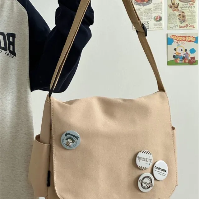 Japanese Ins Solid Color Large capacity Crossbody Bag Women Khaki - Shop at LoveMi