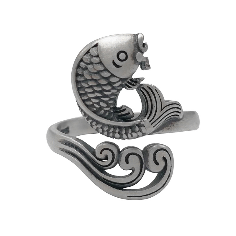 Women's Fashion Water Ripple Carp Index Finger Ring