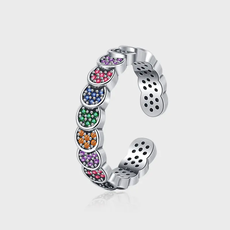 925 Sterling Silver Color Diamond Index Finger Ring Women's