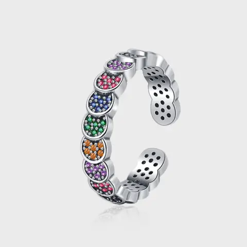925 Sterling Silver Color Diamond Index Finger Ring Women's