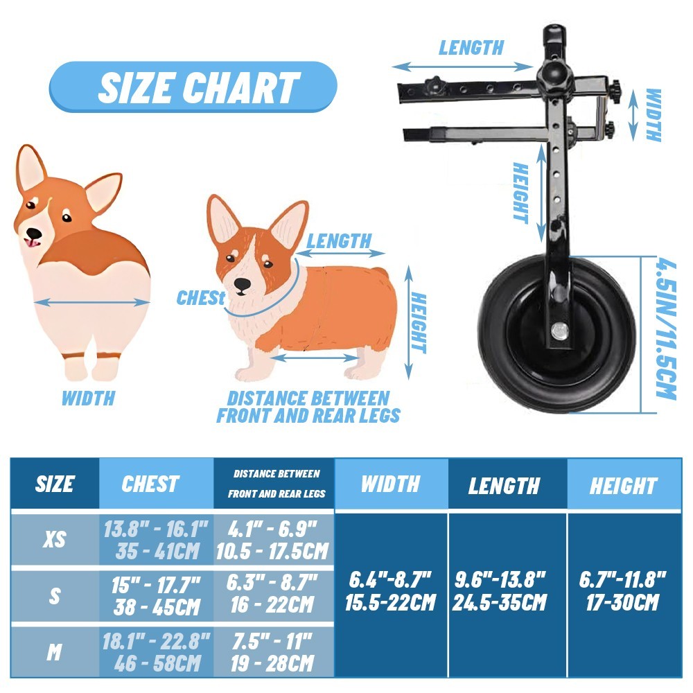 M Adjustable Pet Wheelchair For Cats & Dogs Rear Leg Mobility Aid Support — image 7