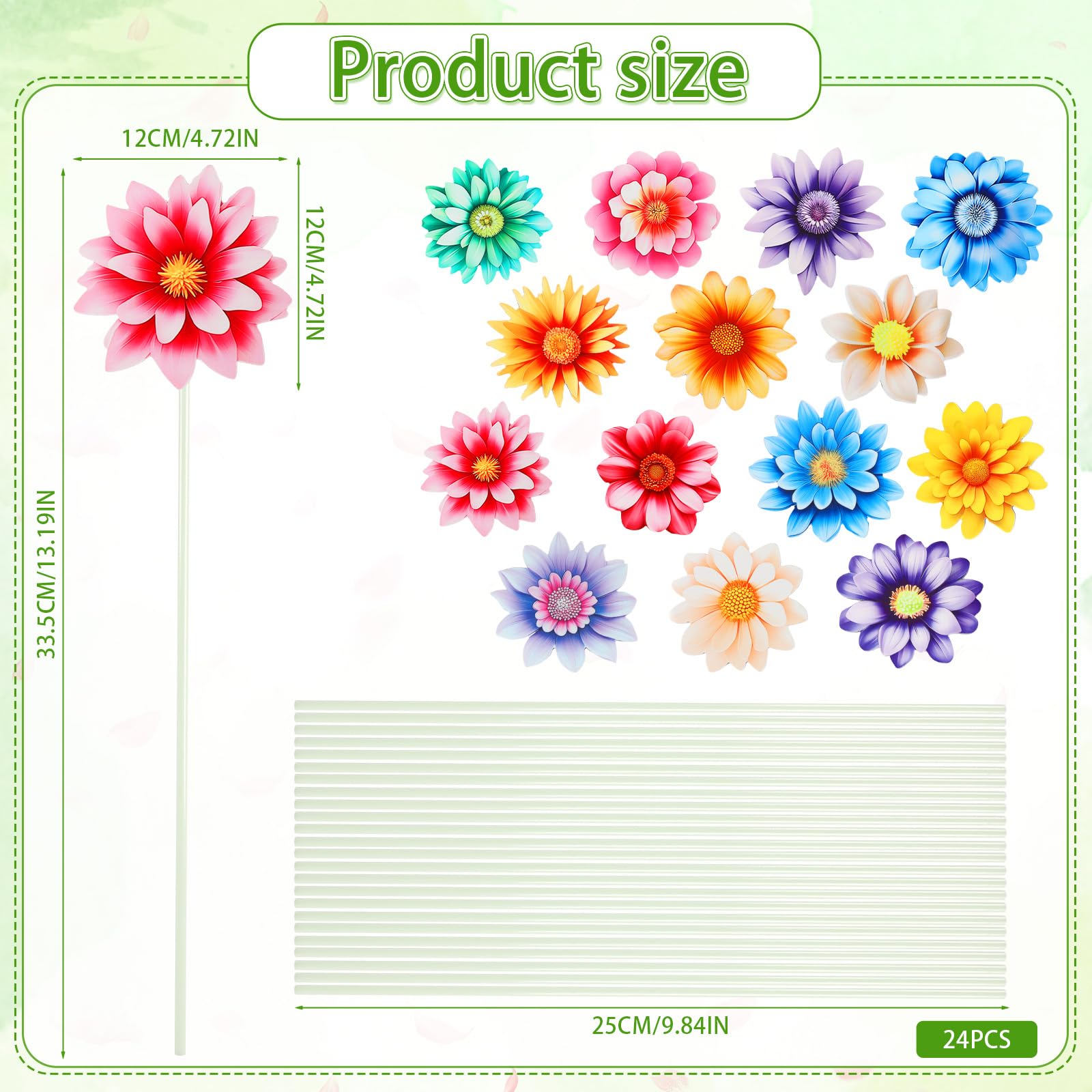 14Pcs Summer Flower Garden Stakes, Colorful Planter Stakes, Decorative Garden Yard Stakes For Outdoor Lawn Patio Pathway Flower Pots, Spring Summer Garden Decor Flowers Outdoor Decor-Clearance
