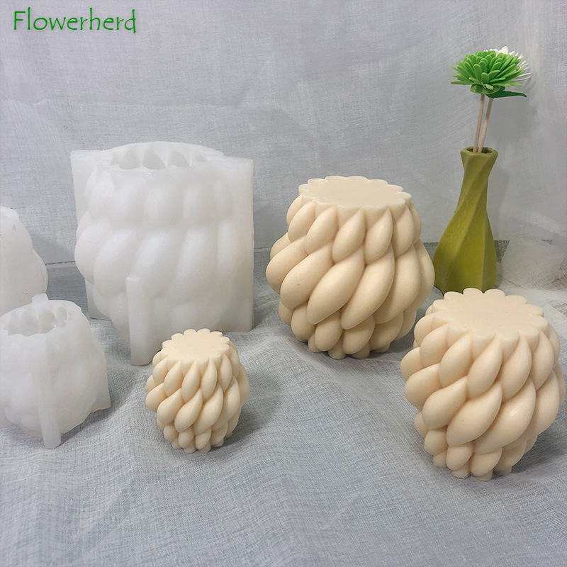 Geometric Rotation Twist Candle Mold Abstract Art Aromatherapy Candle Silicone Mold