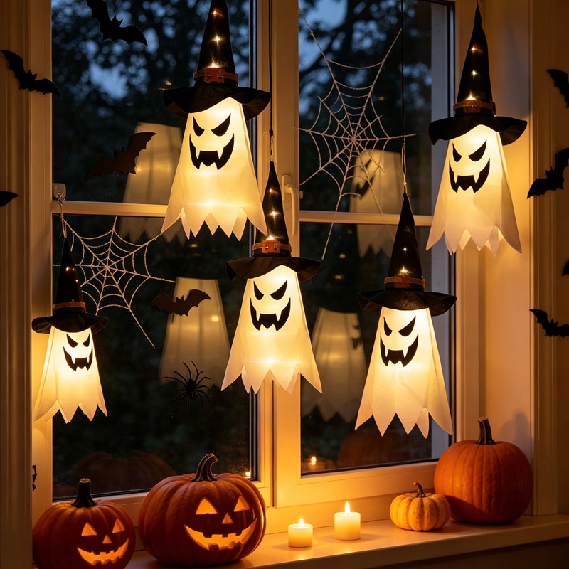 3 & 6x Halloween LED Ghost Witch Hat Light Outdoor Garden
