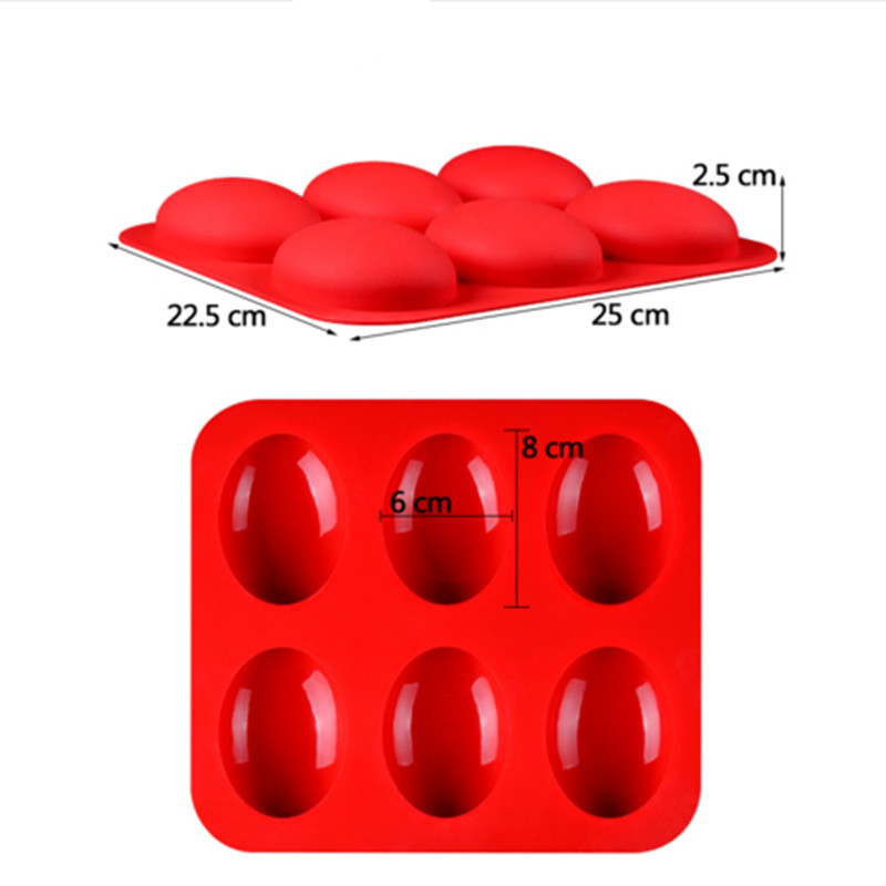 6 Even Hole Oval Goose Soft Stone Handmade Silicone Mold