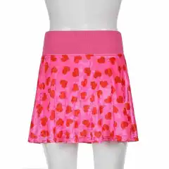 Red Love Velvet Print Women's Clothing - Pink Skirt - View 1