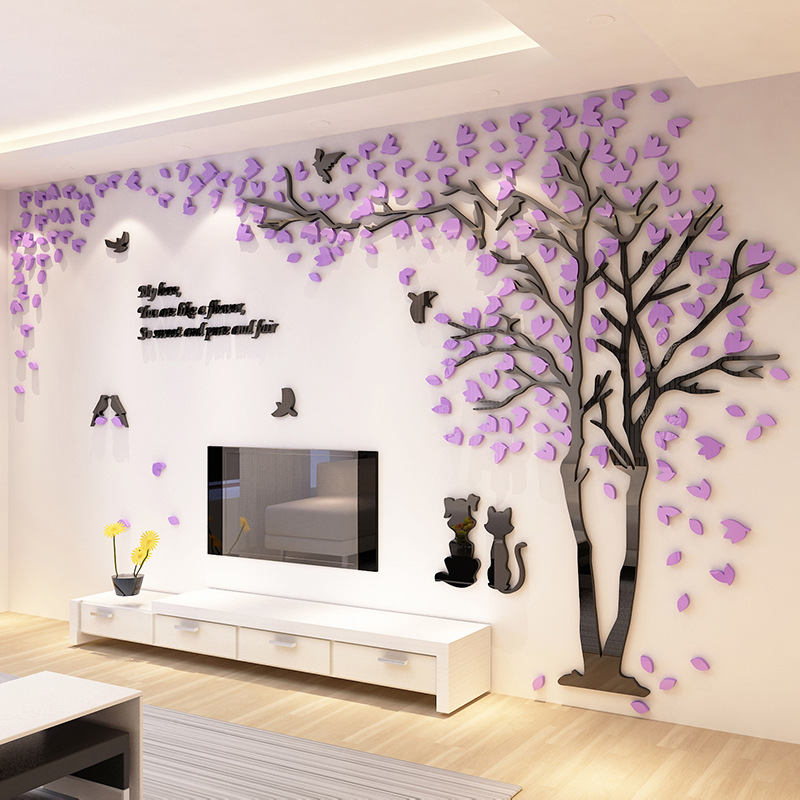 Sofa Tv Background Creative Tree 3D Stereo Acrylic Wall Sticker