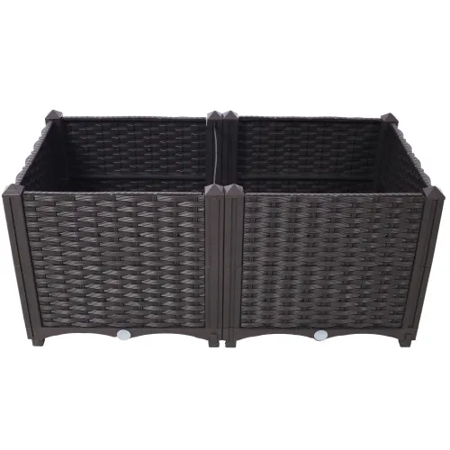 Deep Raised Garden Bed Plastic Planter Boxes For Vegetables Flowers Herbs And Succulents,Self Watering Planter Box Raised Bed To Grow Flowers, Herb... Brown - Shop at LoveMi